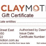 Gift certificate ClayMotion Ballarat Victoria
