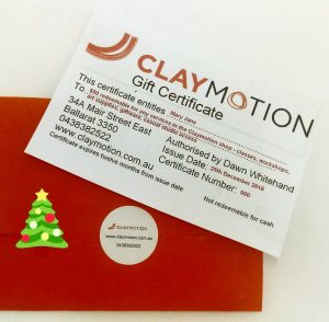 Gift Certificates Claymotion Ballarat Victoria